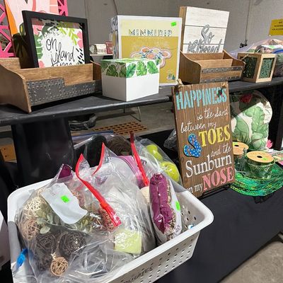 Sale Photo Thumbnail #49: Frames, tropical decor, signs, ribbons, and more.
Beads hot glue gun.and crafts