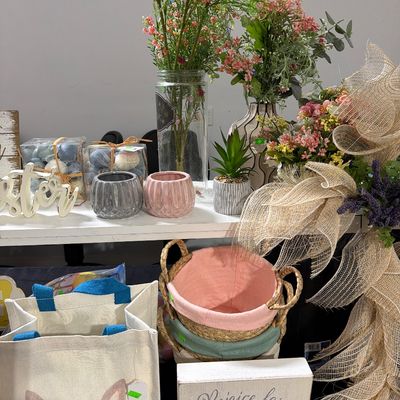 Sale Photo Thumbnail #67: Spring and Easter Decor, rug, signs, eggs, baskets & Floral.