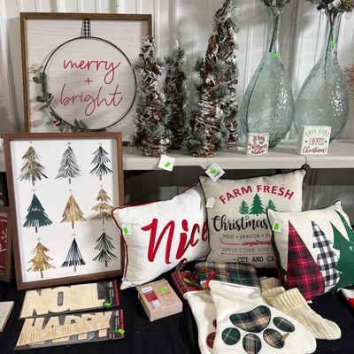 Sale Photo Thumbnail #13: Pillows, Mini trees, Signs, and more.