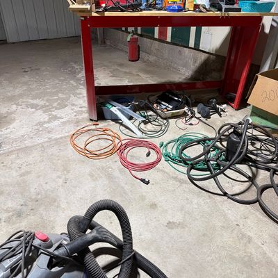Sale Photo Thumbnail #110: Power Cords, shop Vacuum, pump, and misc