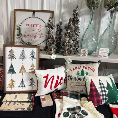 Sale Photo Thumbnail #7: Pillows, Mini trees, Signs, and more.