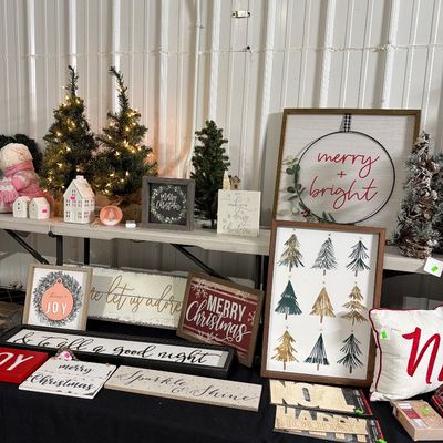 Sale Photo Thumbnail #11: Pillows, Mini trees, Signs, and more.
