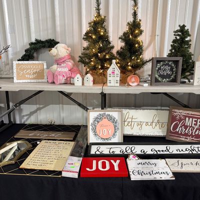 Sale Photo Thumbnail #8: Pillows, Mini trees, Signs, and more.