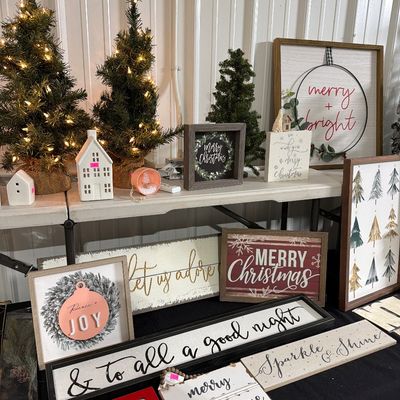 Sale Photo Thumbnail #12: Pillows, Mini trees, Signs, and more.