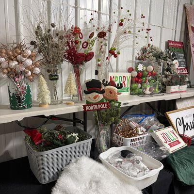 Sale Photo Thumbnail #2: Floral Christmas Picks, Signs, Christmas Crafts Wreath and more.