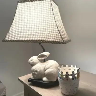 Bunny Lamp & Handmade Signed Ceramic Vase
