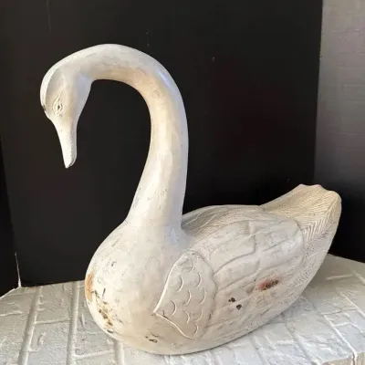 Hand Carved Wooden Swan Rustic Sculpture