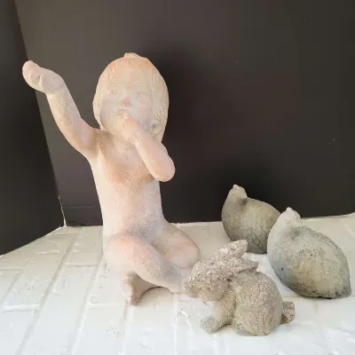 4 Cement Yard Sculptures 