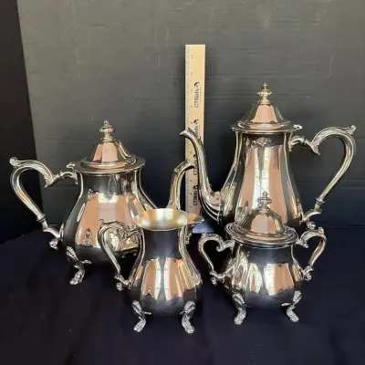 Oneida Silverplate Vintage Coffee And Tea Set, 2 Pitchers, Cream & Sugar
