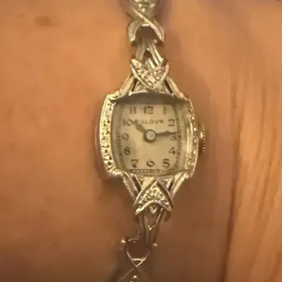 14k White Gold Vintage Ladies Bulova Watch
