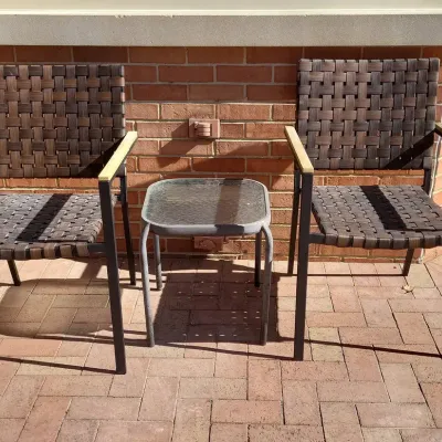 2 Patio Chairs & Glass Side Table