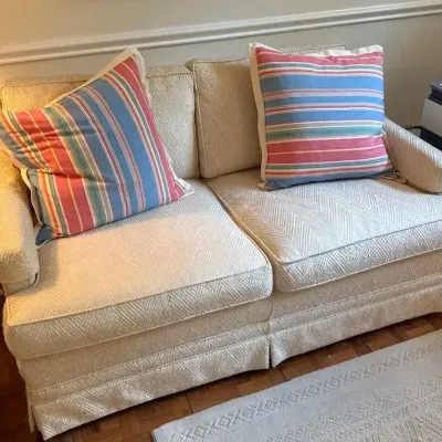 Cream Patterned Loveseat