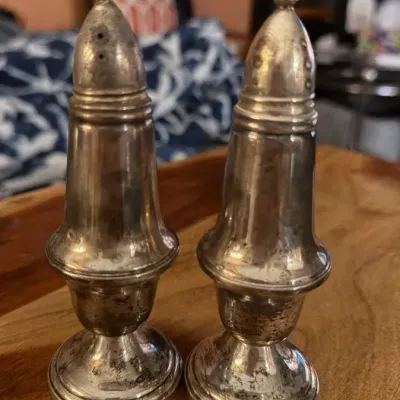 Crown Weighted Sterling Silver Salt & Pepper Shakers