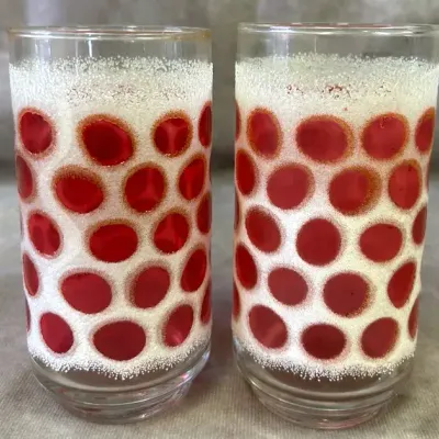 Vintage Set of 2 Libbey Concord Cranberry Coin Sugar Frosted Glasses