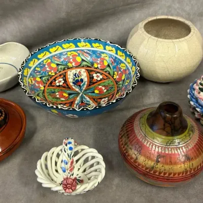 Hand Painted Bowls, Baskets, & Gourds 