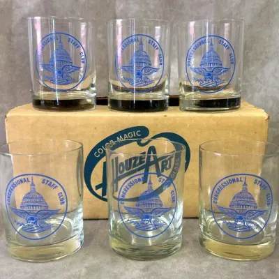 Vintage Congressional Staff Club 6-Rocks Glass Set