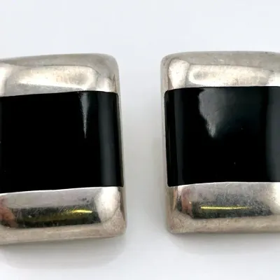 Onyx Sterling Silver Clip Earrings