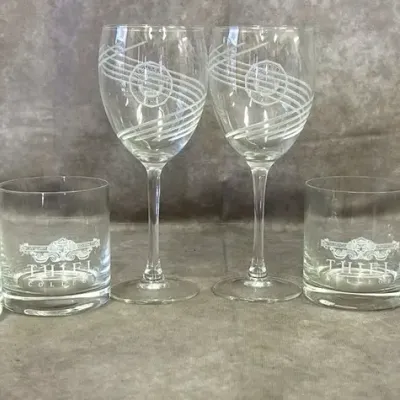Thiel College 6 Rocks Glasses & 2 Stemmed Glasses