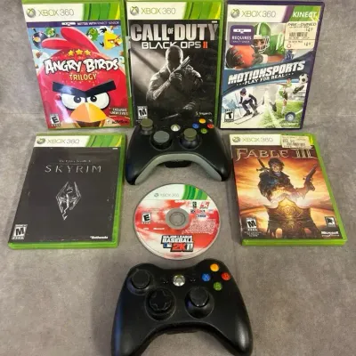 Xbox 360 Selection of Games & Two Battery Operated 360 Controllers 