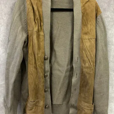 Neiman Marcus Wool & Leather Italian Button Down Jacket
