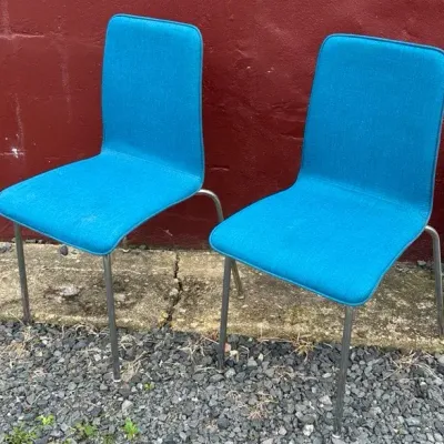 Pair of Two Blue Fabric Chairs 
