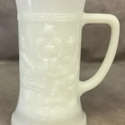 Vintage White Milk Glass Beer Mug Stein