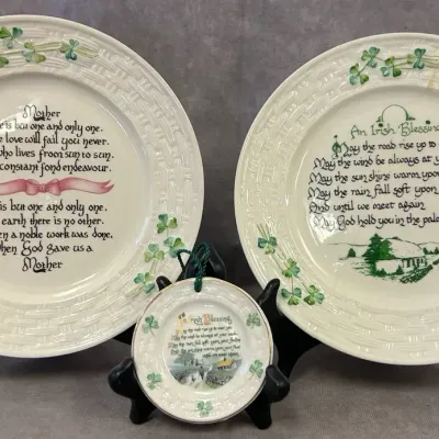 Belleek Porcelain Irish Blessing Decorative Plates 