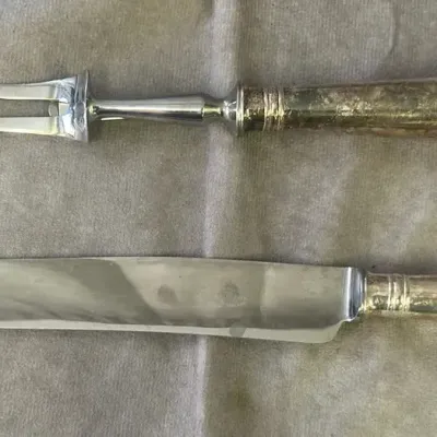Sheffield Silver Plate Handled Serving Knife & Fork