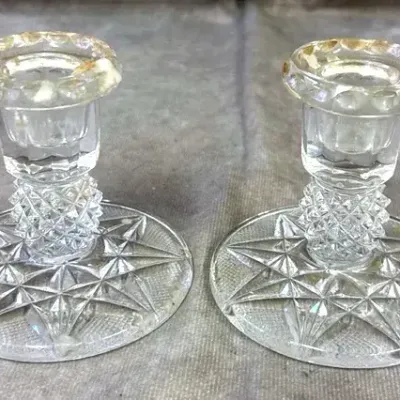 Vintage Cut Crystal Candlestick Holders