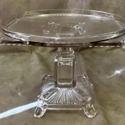 Clear Pressed Glass Cake Stand