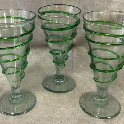 Vintage Hand-Blown Mexican Art Glass Goblets