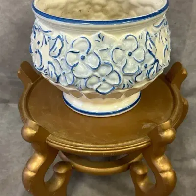Ceramic Hand Painted Outdoor Planter & Stand