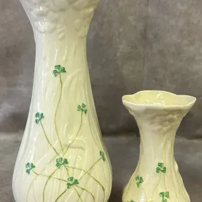 Belleek Irish Porcelain Daisy Spill Vases