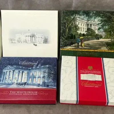 Collection of 8 White House Historical Association Christmas Ornaments 