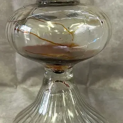 Clear Pressed Glass Oil Lamp 