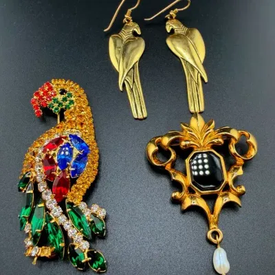 Vintage Gold Tone Parrot Collection 
