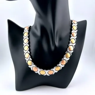 Tricolor Silver- Gold- And Rose Gold-Toned Link Necklace