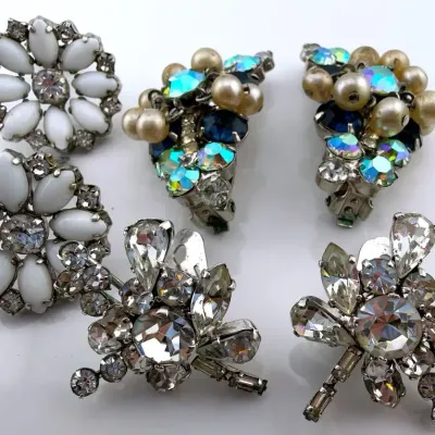 3 Pair Rhinestone Accented Clip Earrings