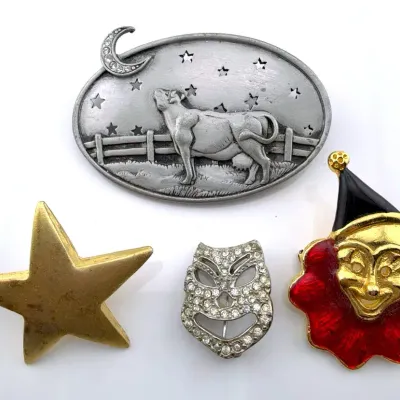 Set Of 3 Brooches & 1 Lapel Pin Including Signed JJ Jonette