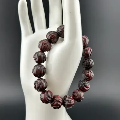 Rosewood Carved Prayer Bracelet