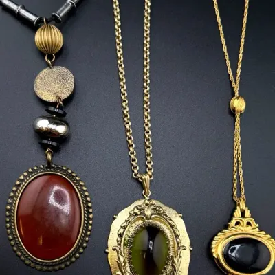 Vintage Assortment of Cabochon Necklaces 