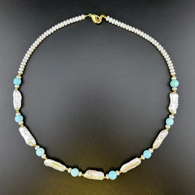 Lee Sands Mabe Pearl & Blue Opal Necklace 