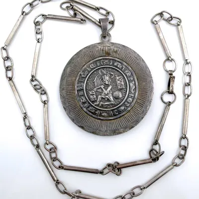 Mexican Sterling Silver Aztec/Mayan Calendar Pendant