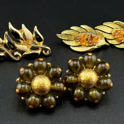 Trio of Gold Tone Earrings 