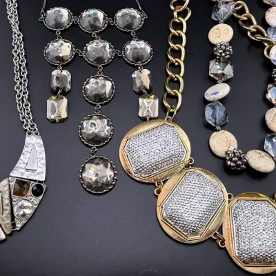 Assortment of Vintage Silver & Gold Necklaces 