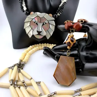 3 Beaded Necklaces Including Lion Face Pendant