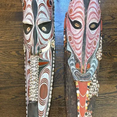 Pair of Papua New Guinea Ceremonial Wooden Mask