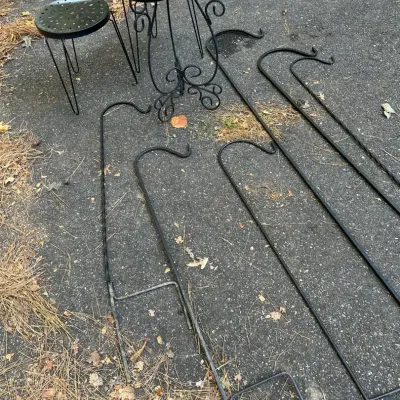 Shepherd Hooks and Plant Stands Lot