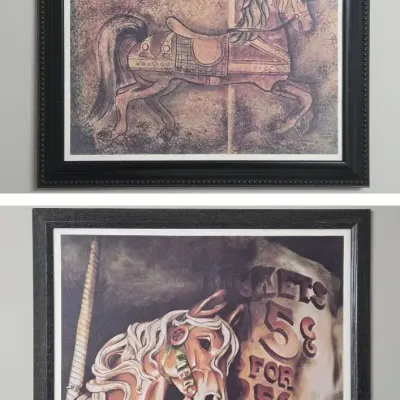 (2) Signed Carousel Prints by Elizabeth Maxwell Dewar