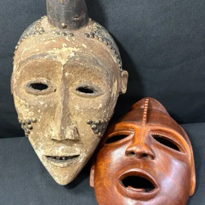 Two Hand Carved Wooden Mask - Mali